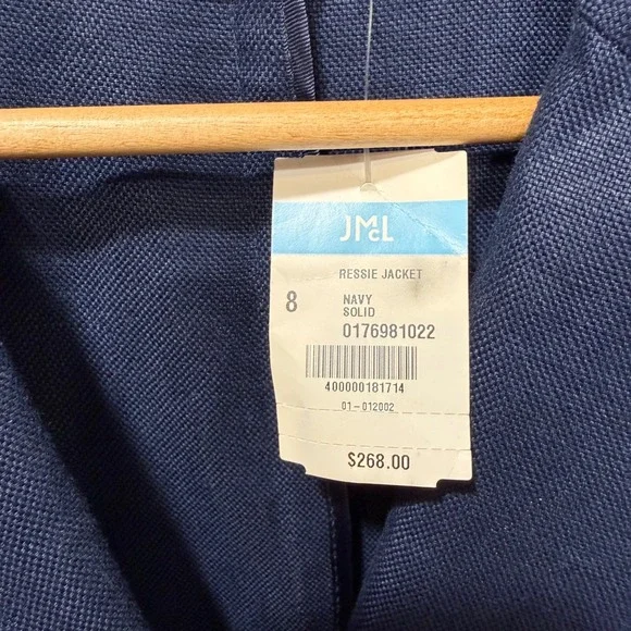 J McLaughlin Ressie Jacket Navy Double Breasted Blazer NWT Sz 8 Old Money Preppy - Picture 11 of 16